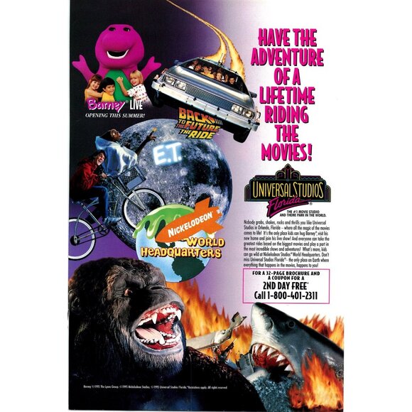 1995 Universal Studios Florida Theme Park Full Page Print Ad Original u - Picture 1 of 1